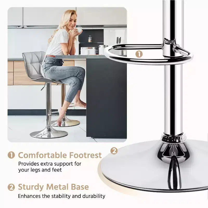 Lot de 2 tabourets de bar pivotants réglables en hauteur avec revêtement en cuir PU