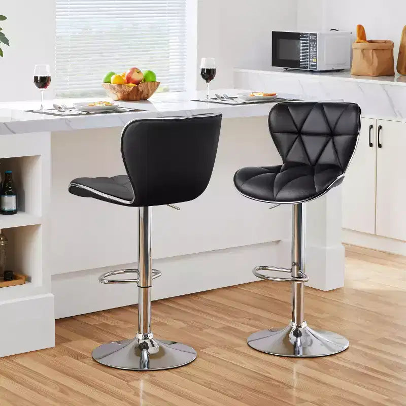 Lot de 2 tabourets de bar pivotants réglables en hauteur avec revêtement en cuir PU