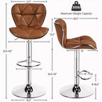 Lot de 2 tabourets de bar pivotants réglables en hauteur avec revêtement en cuir PU