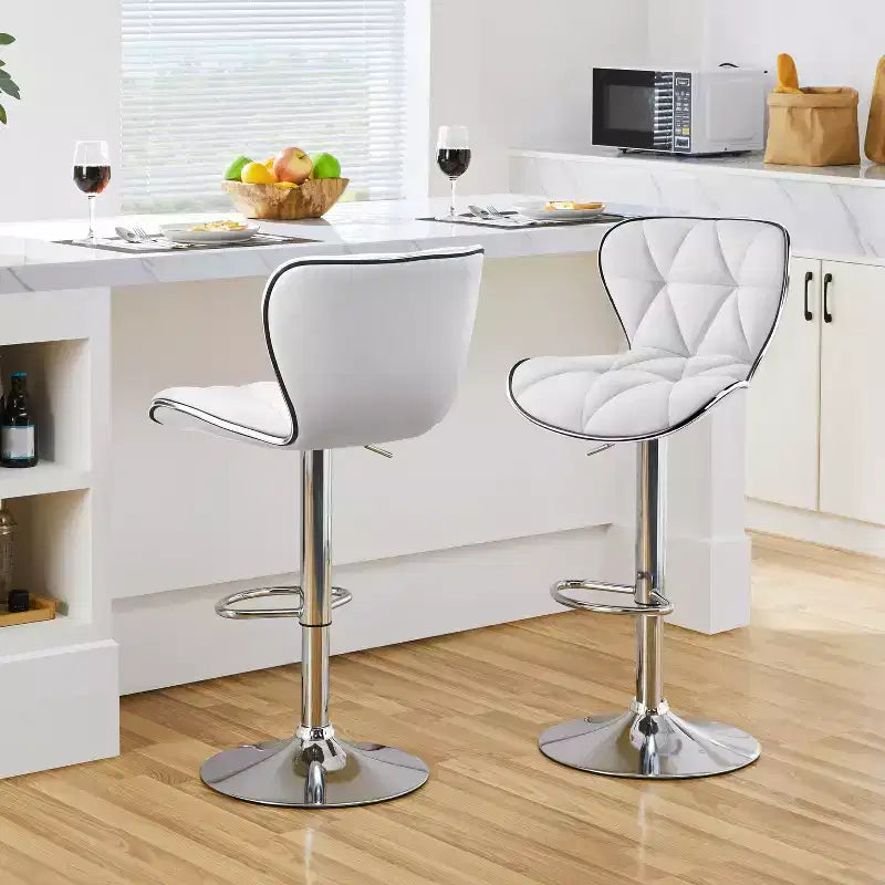 Lot de 2 tabourets de bar pivotants réglables en hauteur avec revêtement en cuir PU