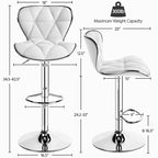 Lot de 2 tabourets de bar pivotants réglables en hauteur avec revêtement en cuir PU