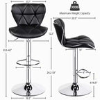 Lot de 2 tabourets de bar pivotants réglables en hauteur avec revêtement en cuir PU