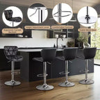 Lot de 2 tabourets de bar pivotants réglables en hauteur avec revêtement en cuir PU