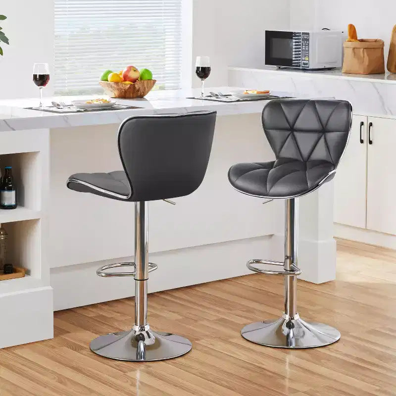 Lot de 2 tabourets de bar pivotants réglables en hauteur avec revêtement en cuir PU