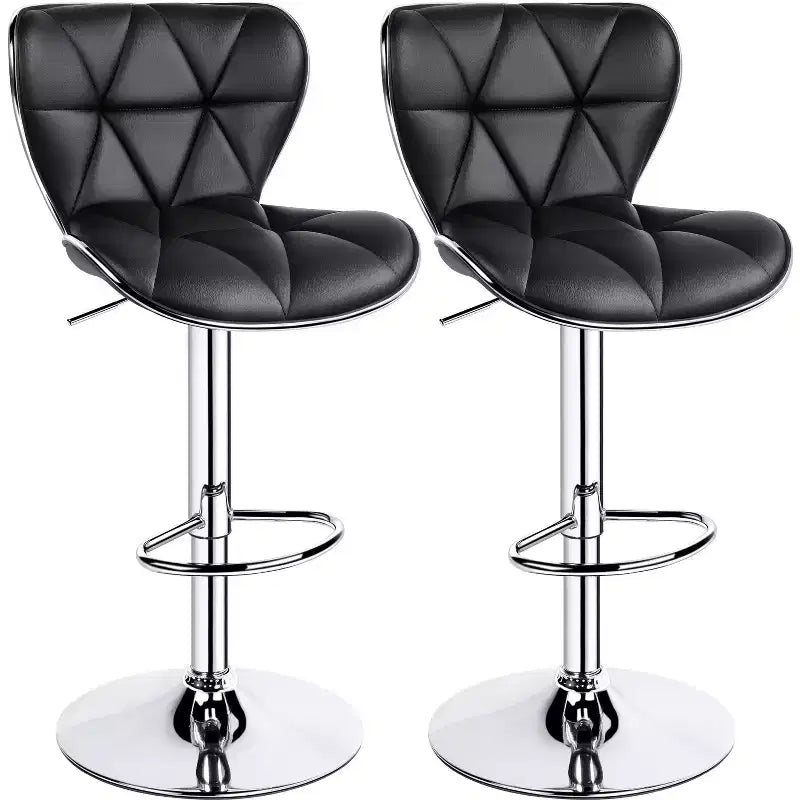 Yaheetech 2pcs Height Adjustable PU Leather Upholstered Swivel Bar Stool Chairs