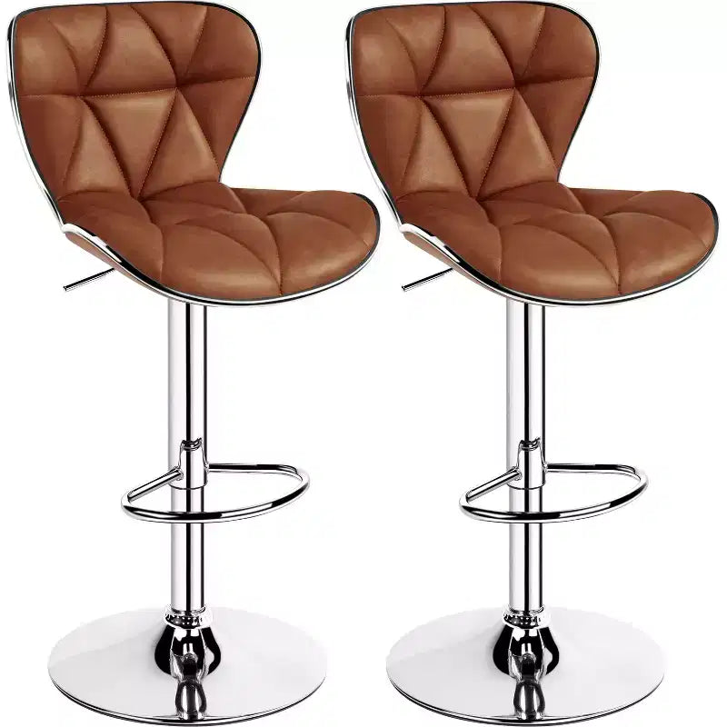 Lot de 2 tabourets de bar pivotants réglables en hauteur avec revêtement en cuir PU