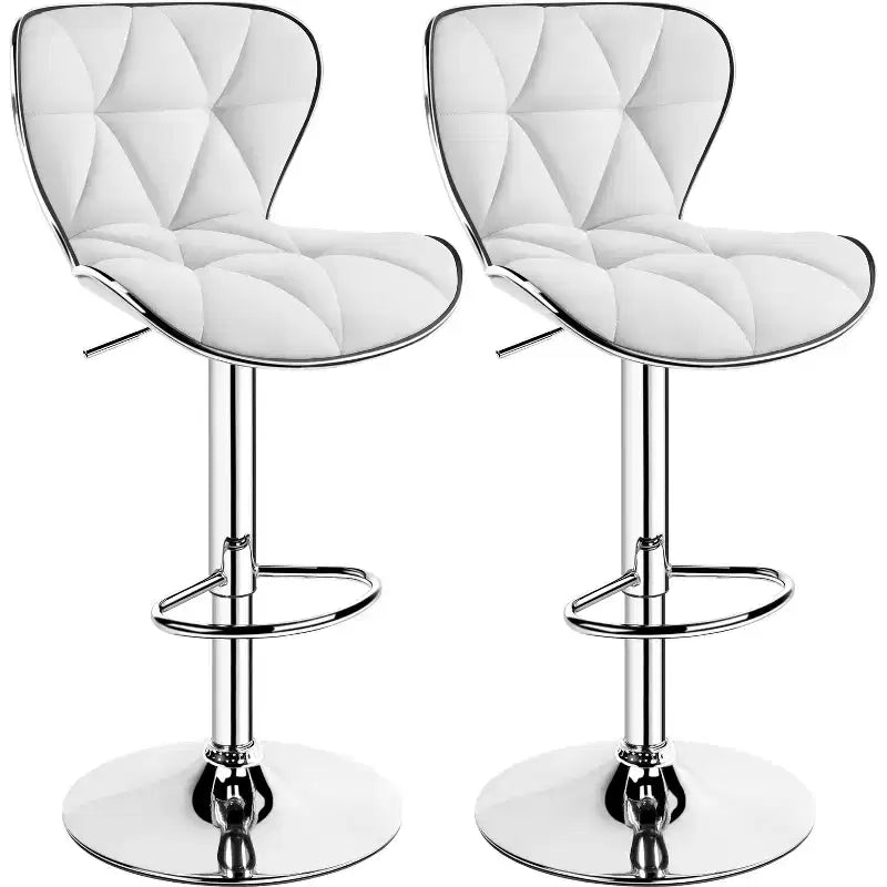 Lot de 2 tabourets de bar pivotants réglables en hauteur avec revêtement en cuir PU