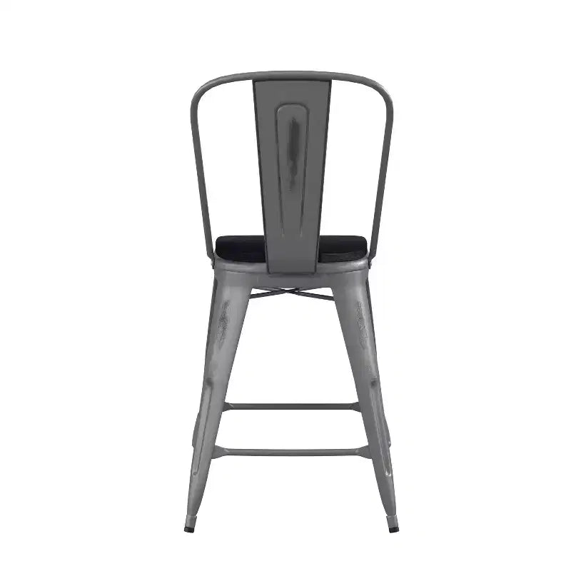 Tabouret de comptoir intérieur de 24 po avec dossier et assise en polyrésine
