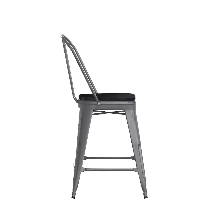 Tabouret de comptoir intérieur de 24 po avec dossier et assise en polyrésine