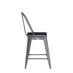 Tabouret de comptoir intérieur de 24 po avec dossier et assise en polyrésine
