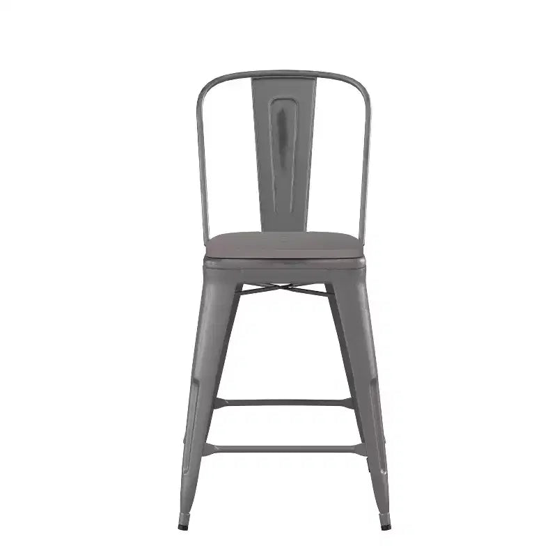 Tabouret de comptoir intérieur de 24 po avec dossier et assise en polyrésine