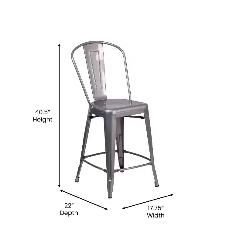 Tabouret de comptoir intérieur de 24 po avec dossier et assise en polyrésine