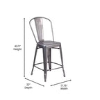 Tabouret de comptoir intérieur de 24 po avec dossier et assise en polyrésine