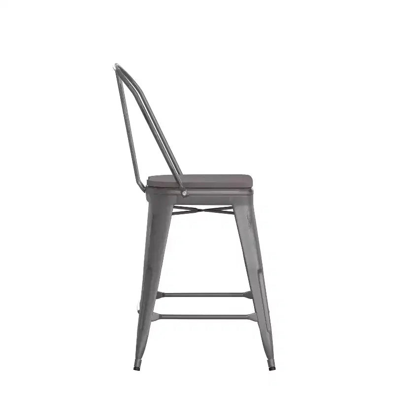 Tabouret de comptoir intérieur de 24 po avec dossier et assise en polyrésine