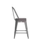 Tabouret de comptoir intérieur de 24 po avec dossier et assise en polyrésine