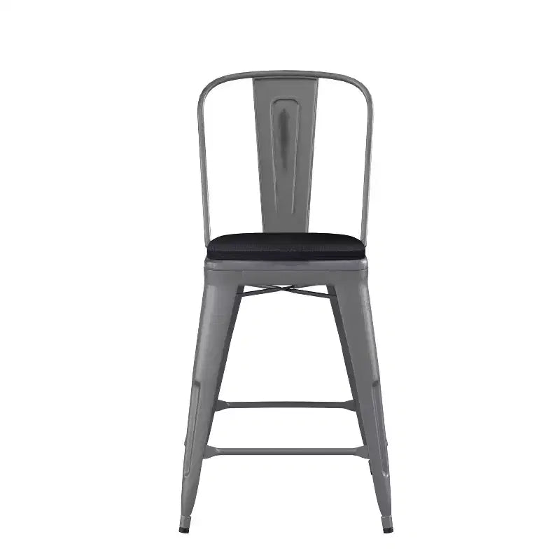 Tabouret de comptoir intérieur de 24 po avec dossier et assise en polyrésine