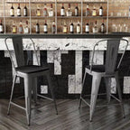 Tabouret de comptoir intérieur de 24 po avec dossier et assise en polyrésine