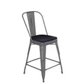 Tabouret de comptoir intérieur de 24 po avec dossier et assise en polyrésine