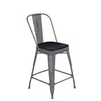 Tabouret de comptoir intérieur de 24 po avec dossier et assise en polyrésine