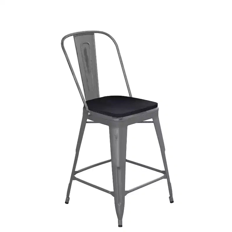 Tabouret de comptoir intérieur de 24 po avec dossier et assise en polyrésine