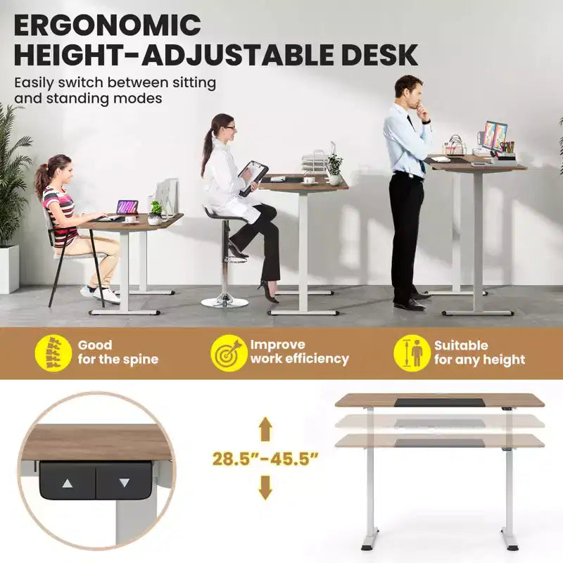 Bureau debout électrique réglable en hauteur – Poste de travail informatique assis-debout pour bureau à domicile