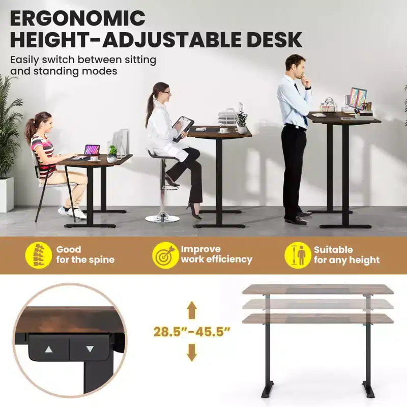 Bureau debout électrique réglable en hauteur – Poste de travail informatique assis-debout pour bureau à domicile