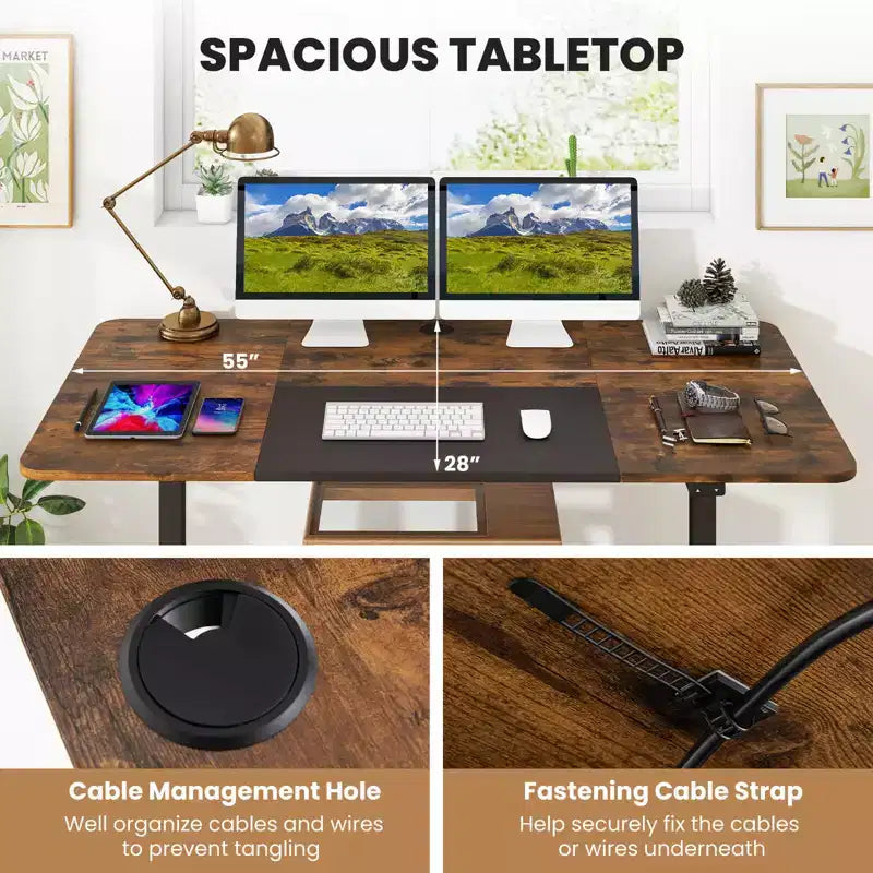 Bureau debout électrique réglable en hauteur – Poste de travail informatique assis-debout pour bureau à domicile