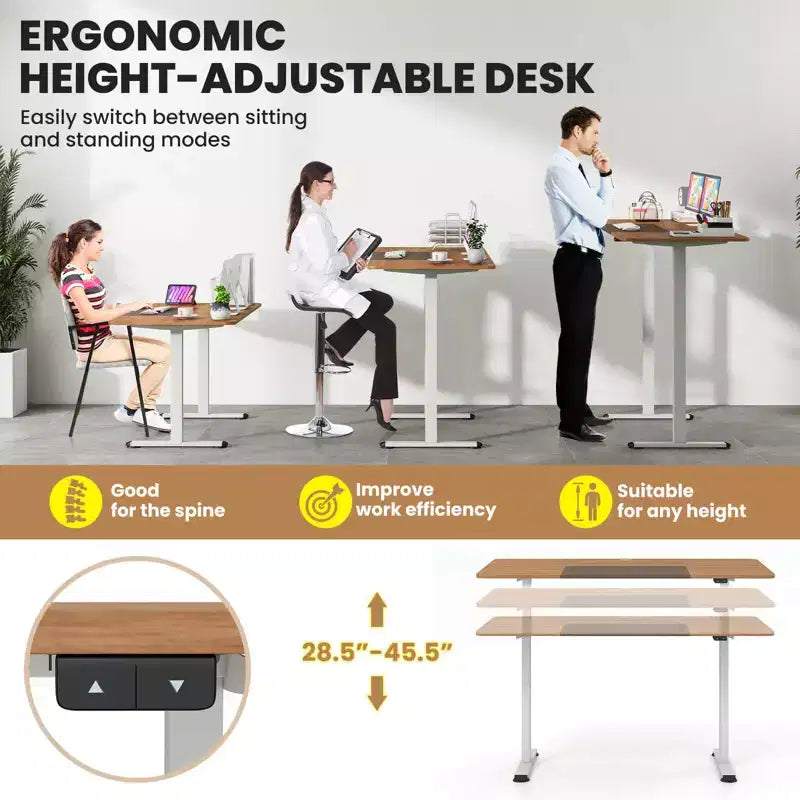 Bureau debout électrique réglable en hauteur – Poste de travail informatique assis-debout pour bureau à domicile