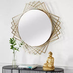 Miroir mural géométrique en métal rond