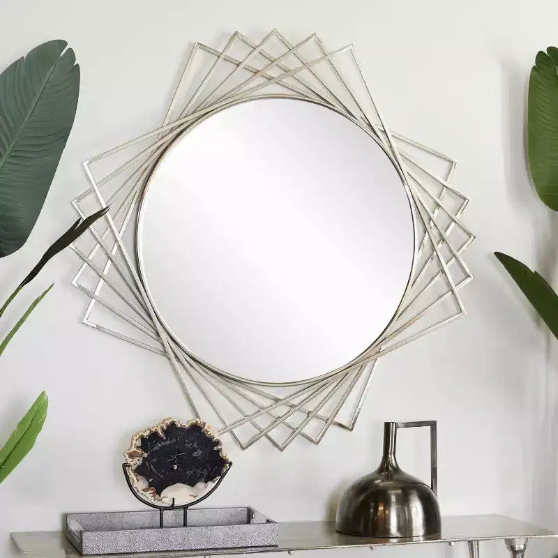 Miroir mural géométrique en métal rond