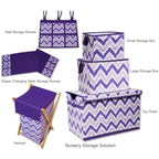 Panier à linge violet avec cadre en bois