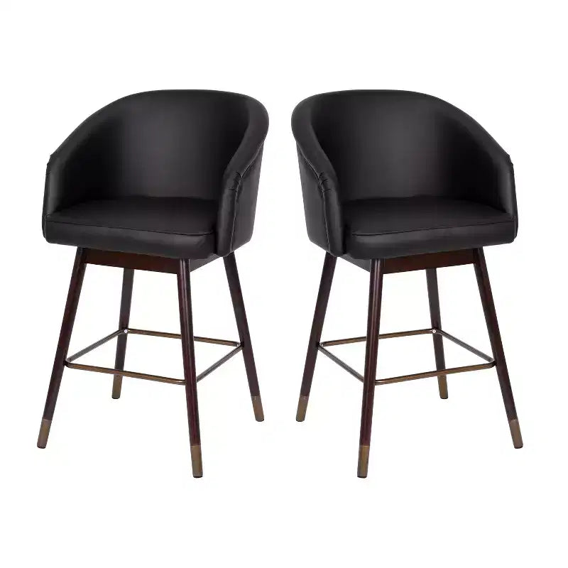 Emma and Oliver Upholstered Counter Height Dining Stool with Wood Frame - Set of 2