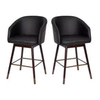 Emma and Oliver Upholstered Counter Height Dining Stool with Wood Frame - Set of 2