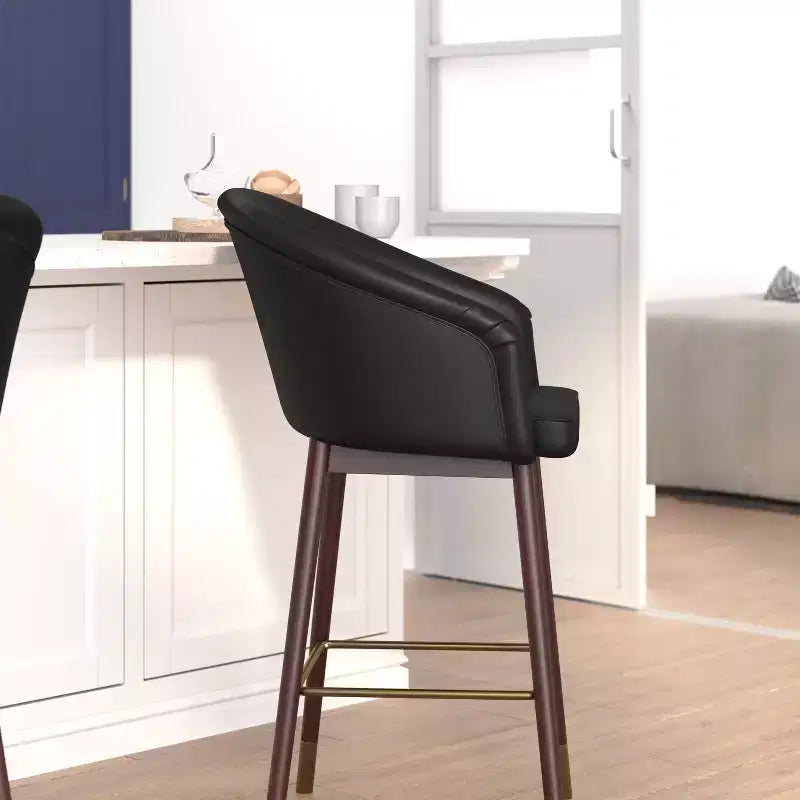 Tabouret de bar rembourré avec cadre en bois - Lot de 2