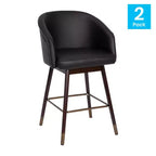 Tabouret de bar rembourré avec cadre en bois - Lot de 2