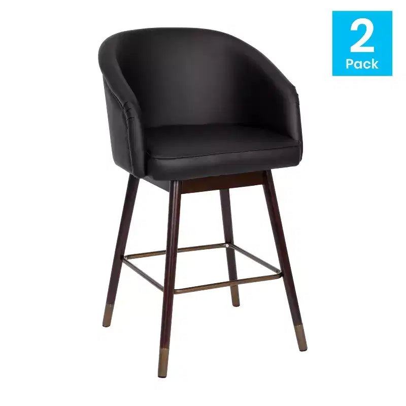 Tabouret de bar rembourré avec cadre en bois - Lot de 2