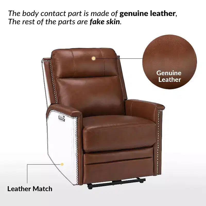 Fauteuil inclinable électrique avec revêtement en cuir et cuir végétalien