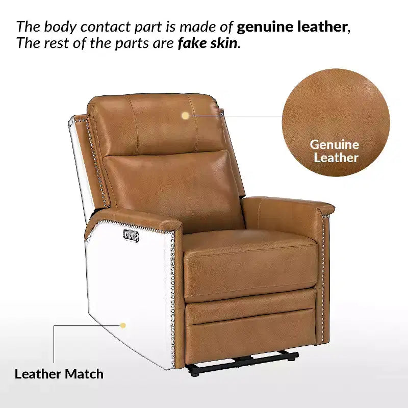Fauteuil inclinable électrique avec revêtement en cuir et cuir végétalien
