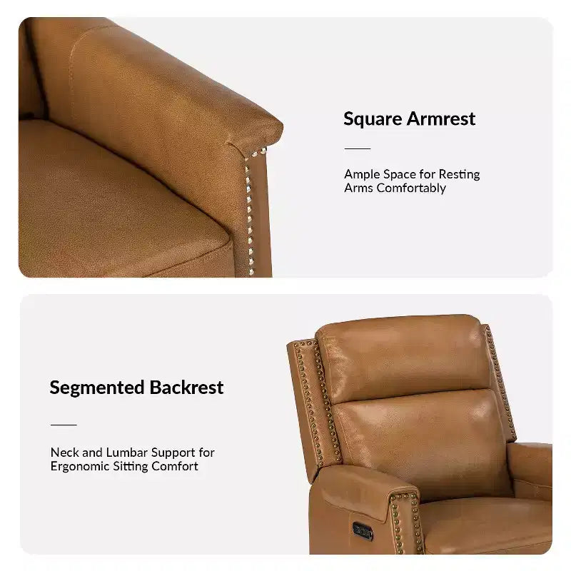 Fauteuil inclinable électrique avec revêtement en cuir et cuir végétalien