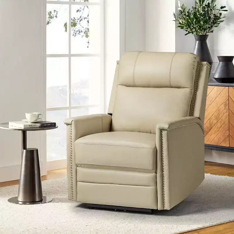 Fauteuil inclinable électrique avec revêtement en cuir et cuir végétalien