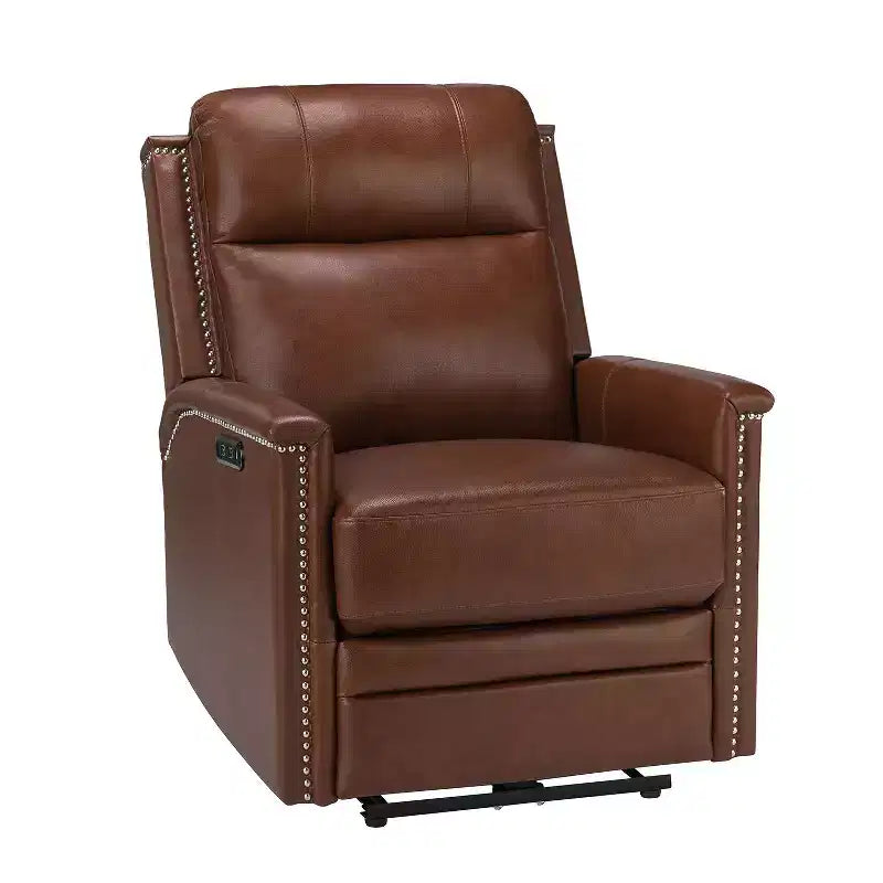 Fauteuil inclinable électrique avec revêtement en cuir et cuir végétalien