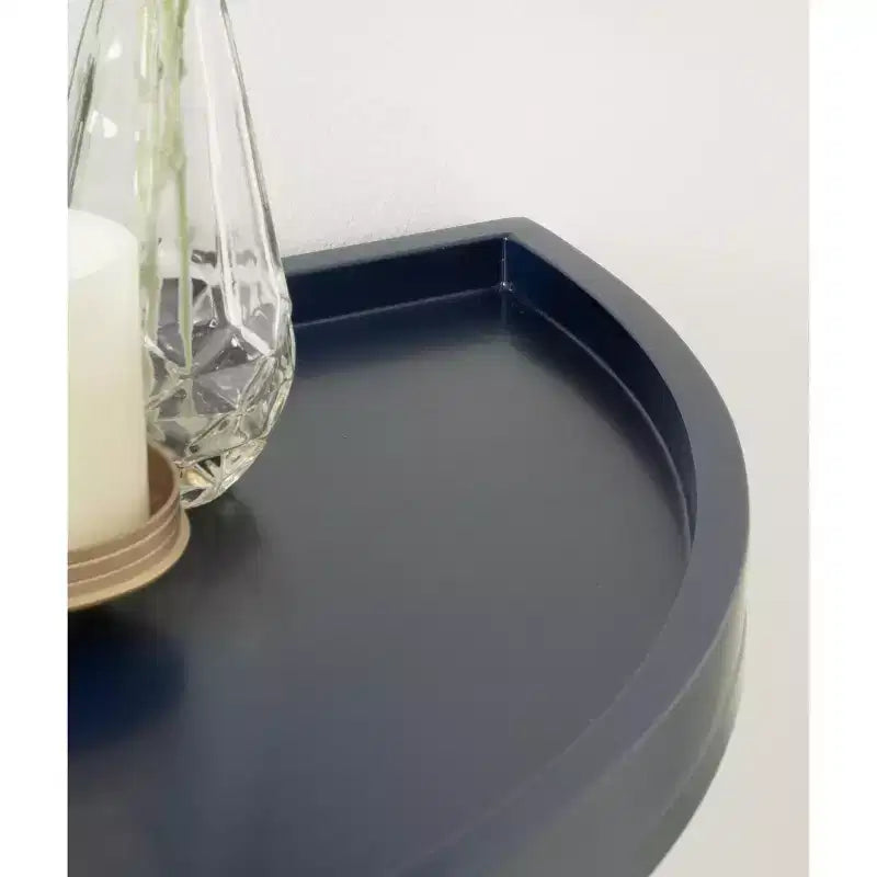 Console demi-lune, 28x14x30, Bleu marine