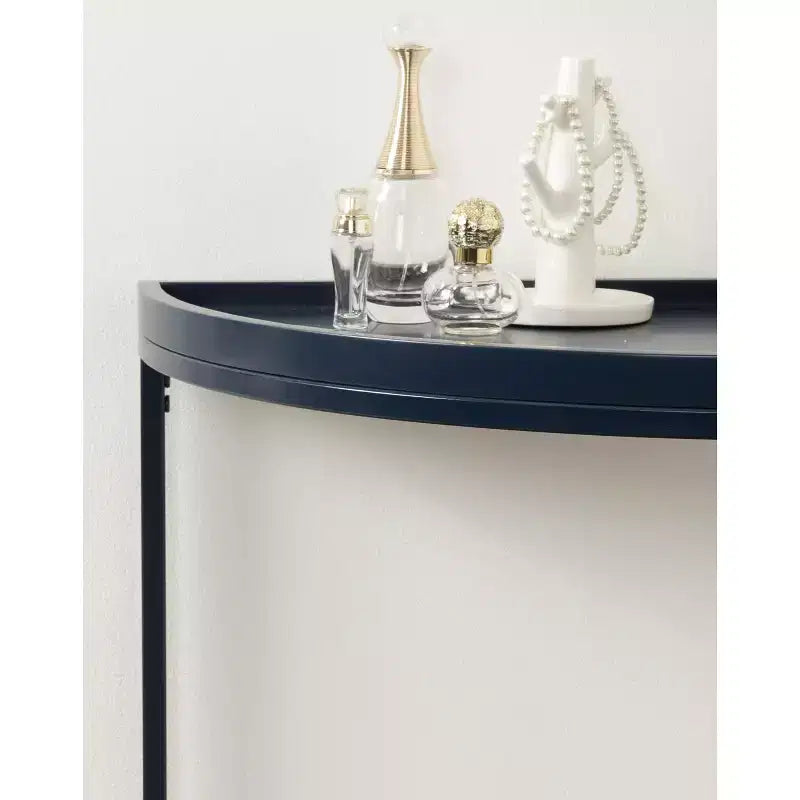 Console demi-lune, 28x14x30, Bleu marine