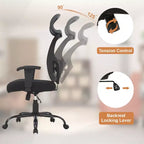 Chaise de bureau en maille grande taille avec support lombaire et appui-tête réglable, noire