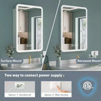 Armoire de toilette à LED avec miroir – Encastrable ou murale, anti-buée, intensité réglable, 3 modes d'éclairage