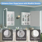 Armoire de toilette à LED avec miroir – Encastrable ou murale, anti-buée, intensité réglable, 3 modes d'éclairage