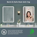 Armoire de toilette à LED avec miroir – Encastrable ou murale, anti-buée, intensité réglable, 3 modes d'éclairage