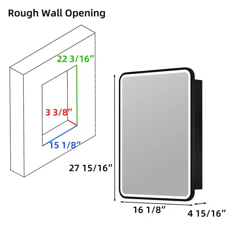 Armoire de toilette à LED avec miroir – Encastrable ou murale, anti-buée, intensité réglable, 3 modes d'éclairage