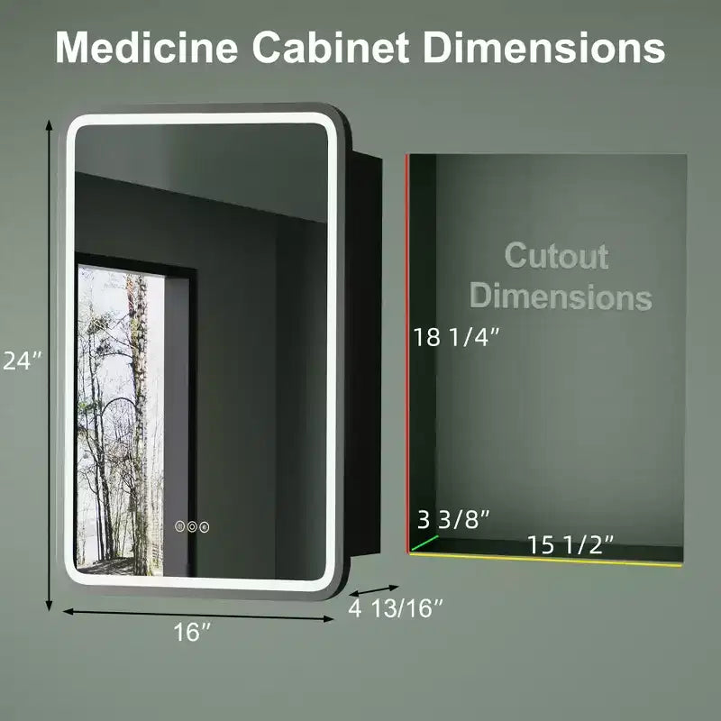 Armoire de toilette à LED avec miroir – Encastrable ou murale, anti-buée, intensité réglable, 3 modes d'éclairage
