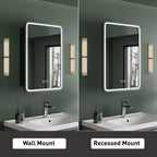 Armoire de toilette à LED avec miroir – Encastrable ou murale, anti-buée, intensité réglable, 3 modes d'éclairage